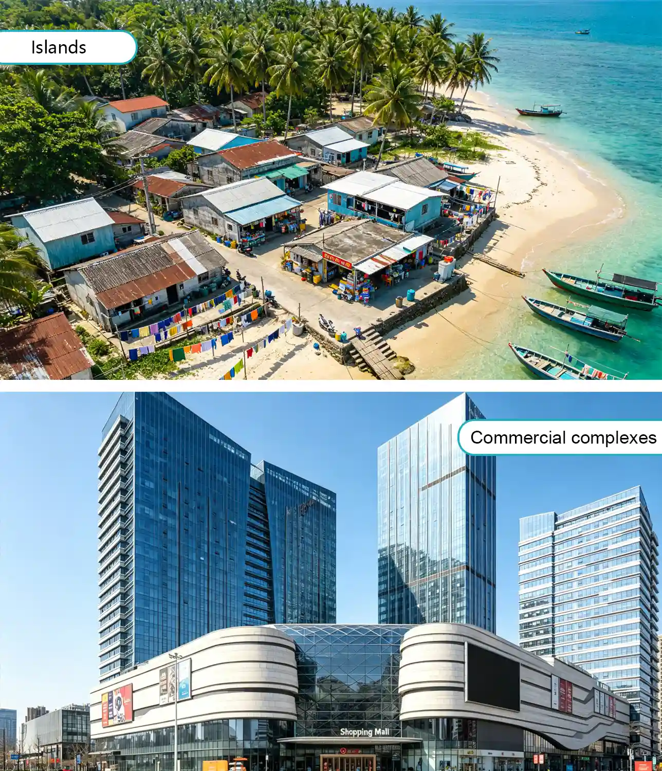 islands and Commercial Complexes